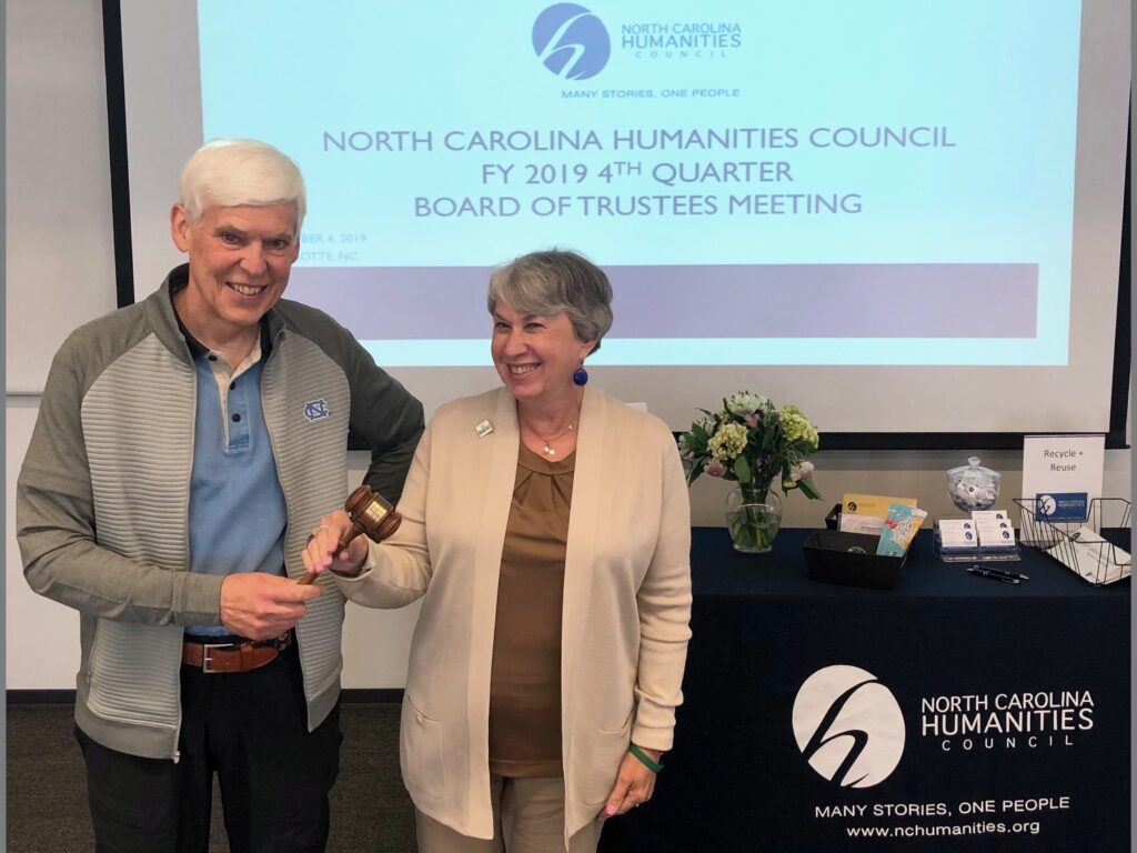Former Council Board Chair William L. Andrews (2018-2019) passes the gavel to Council Board Chair Nancy A. Gutierrez (2019-2020).